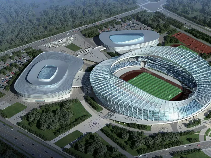Naha Struktur Baja pikeun Komplek Pusat Olahraga Solusi Pangsaéna pikeun Pangwangunan Stadion Modern